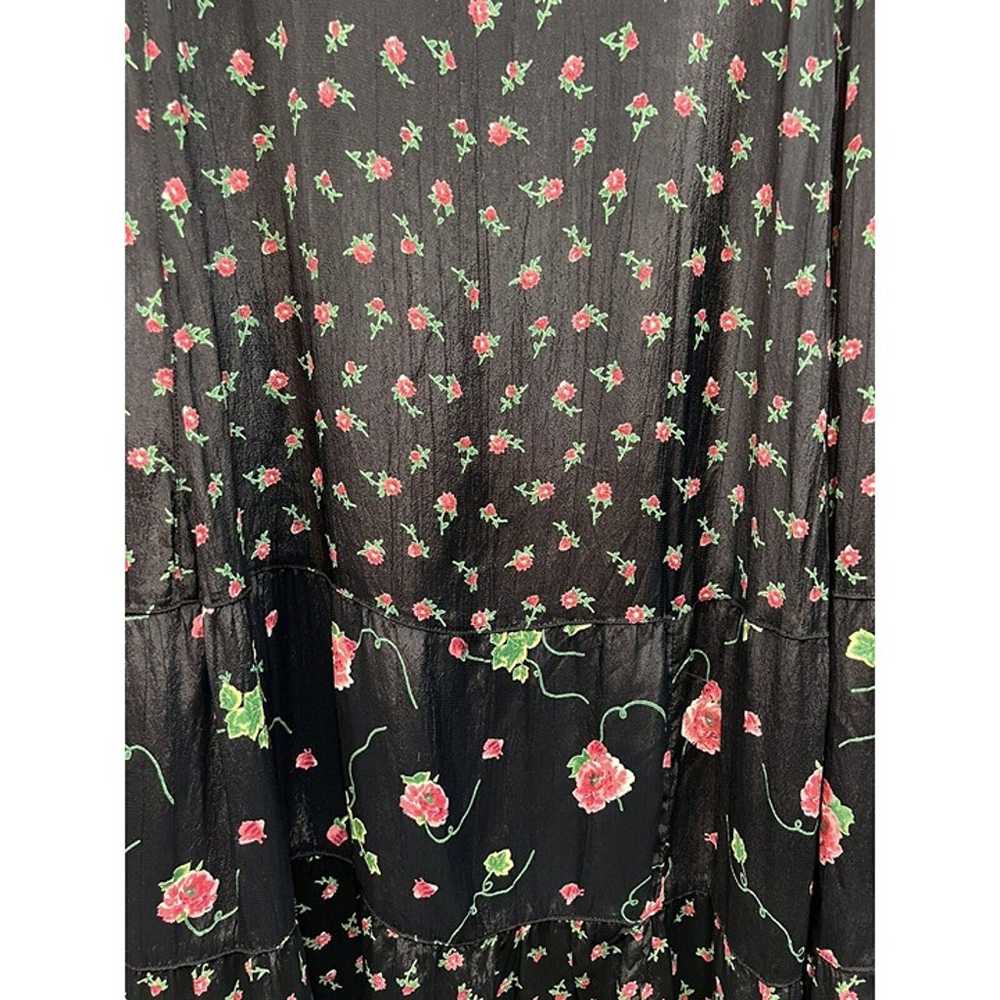 Vtg Victoria Holly Sheer Black Floral Maxi Dress … - image 4