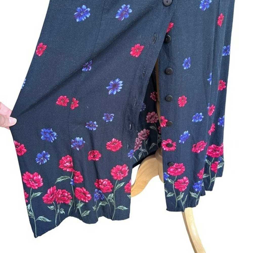 VTG 90s True Blue Floral Button Front Maxi Dress … - image 6