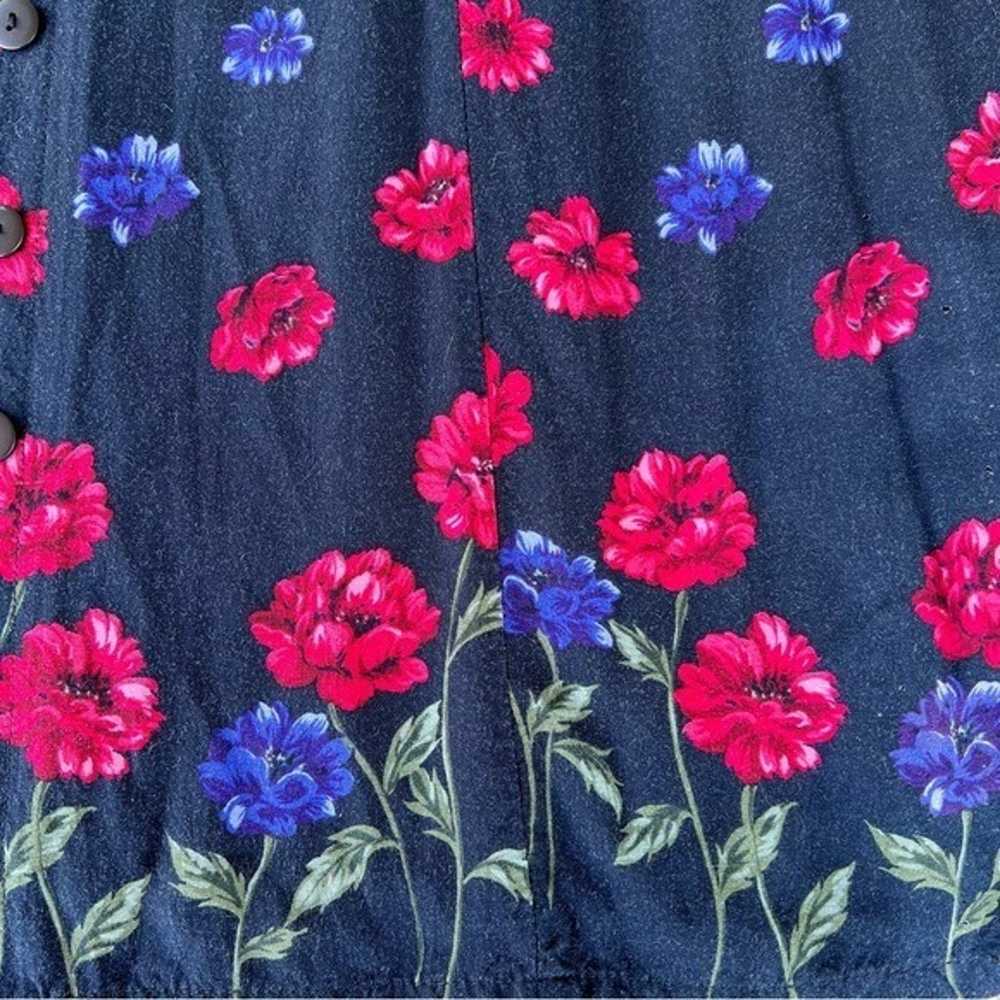 VTG 90s True Blue Floral Button Front Maxi Dress … - image 7