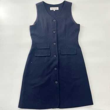 VTG Sara Campbell Navy Blue Minimalist Vest shops Dress Wool Lined V Neck Size 6