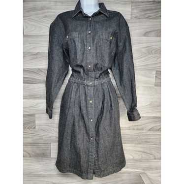 Vintage Eddie Bauer Black Denim Dress Women's M J… - image 1