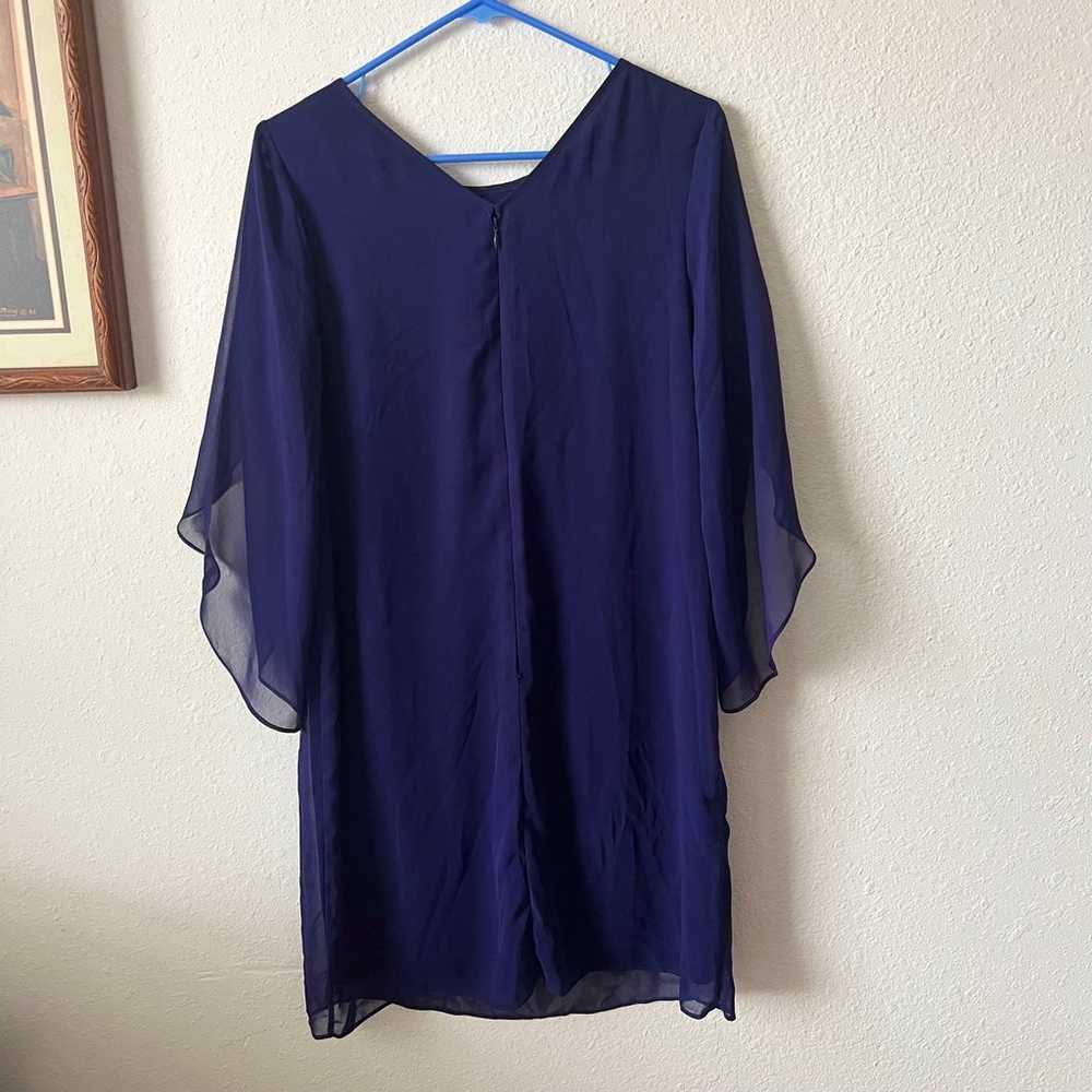 Vtg SLNY navy blue chiffon overlay shift dress w … - image 2