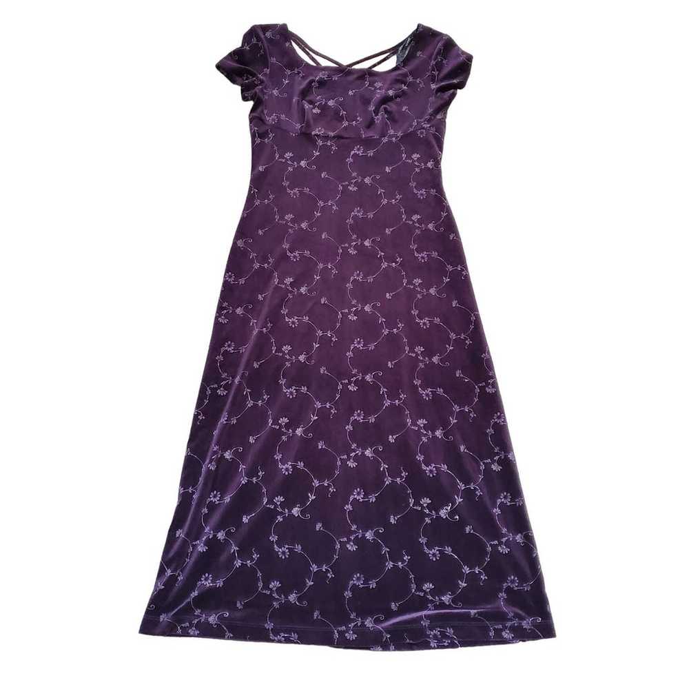 Velvet Purple Floral Midi Maxi Dress Vines Sparkl… - image 1