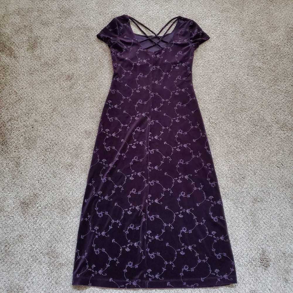 Velvet Purple Floral Midi Maxi Dress Vines Sparkl… - image 2