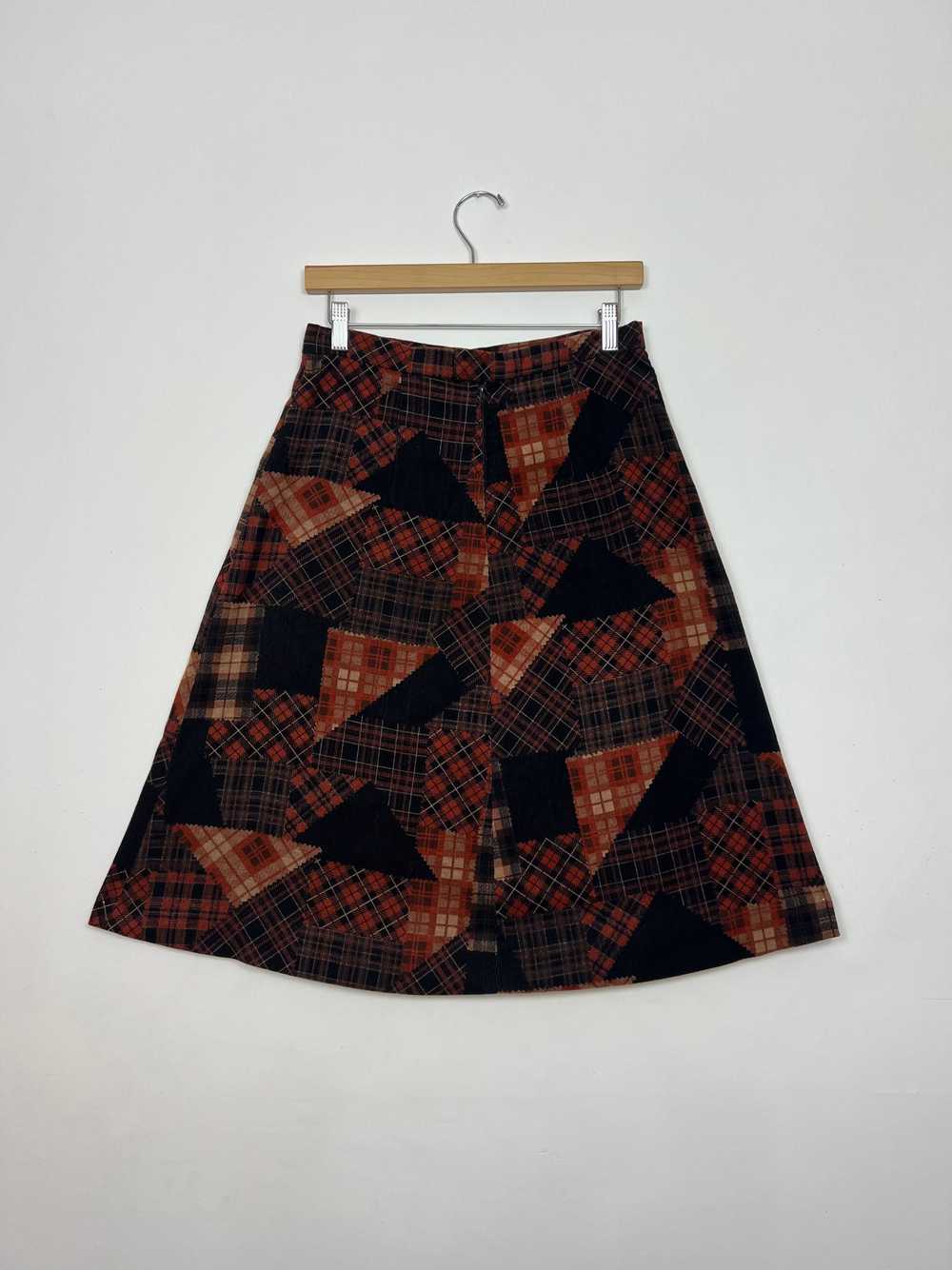 1970's Handmade Plaid Patchwork Printed Skirt - image 3