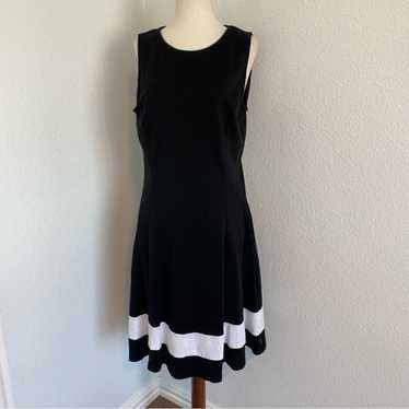NY & Co Black Fit & Flare Dress White Stripe Ligh… - image 1