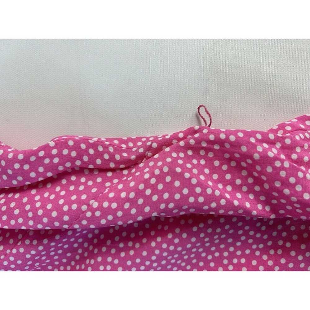 Vintage Womens 12 Pink Polka Dot Flowy Tiered Max… - image 7