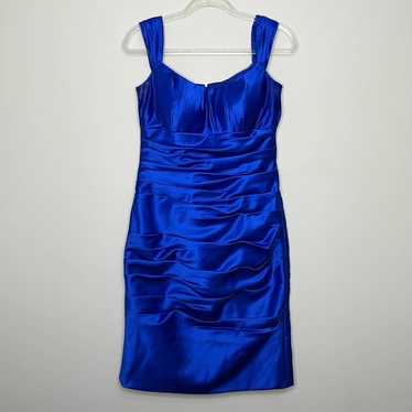 Bill Levkoff royal blue silk evening mini dress