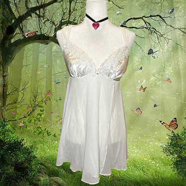 Y2K White Mesh/Satin White Mini Slip Dress By Flo… - image 1