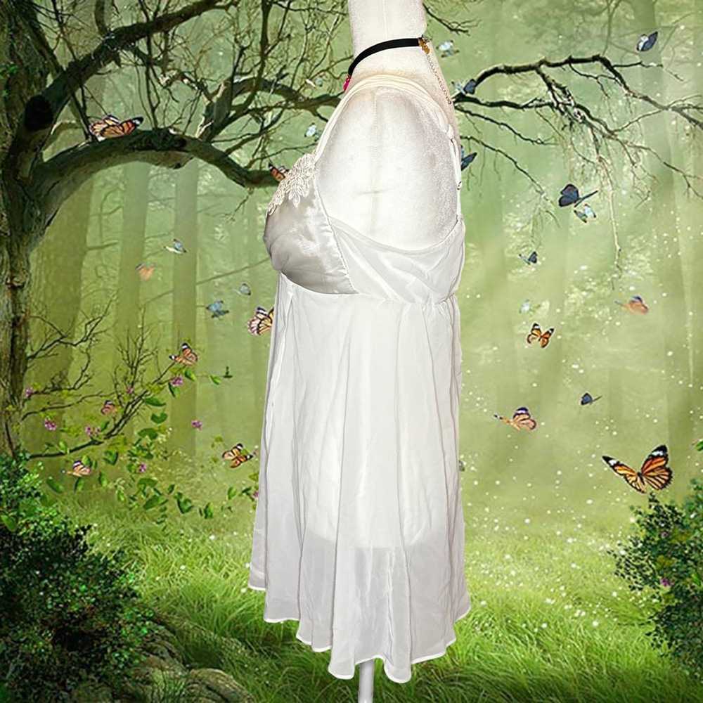 Y2K White Mesh/Satin White Mini Slip Dress By Flo… - image 5