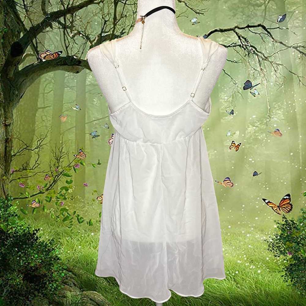 Y2K White Mesh/Satin White Mini Slip Dress By Flo… - image 6