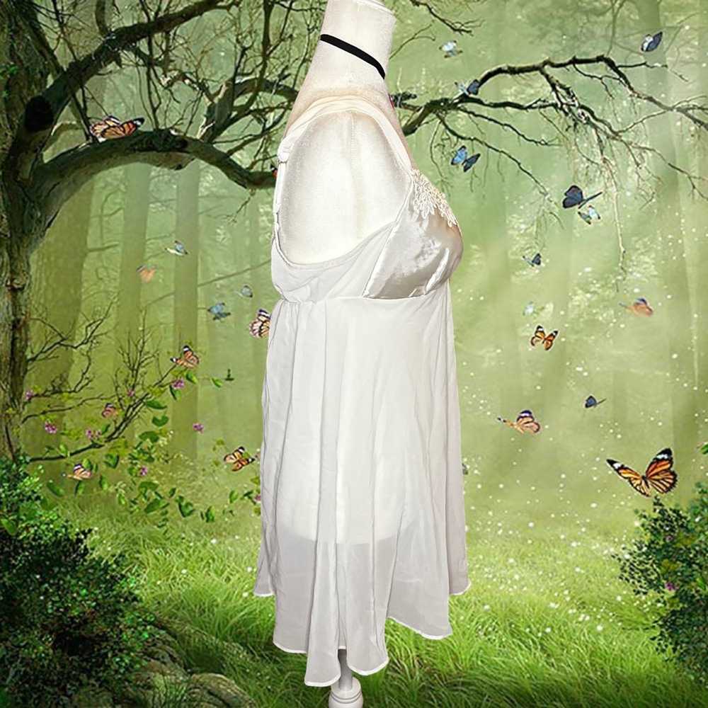 Y2K White Mesh/Satin White Mini Slip Dress By Flo… - image 8