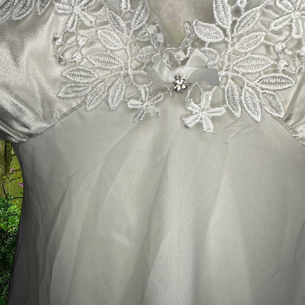 Y2K White Mesh/Satin White Mini Slip Dress By Flo… - image 9