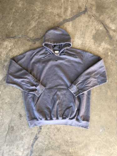 Nike × Vintage Vtg Nike center swoosh hoodie ash … - image 1