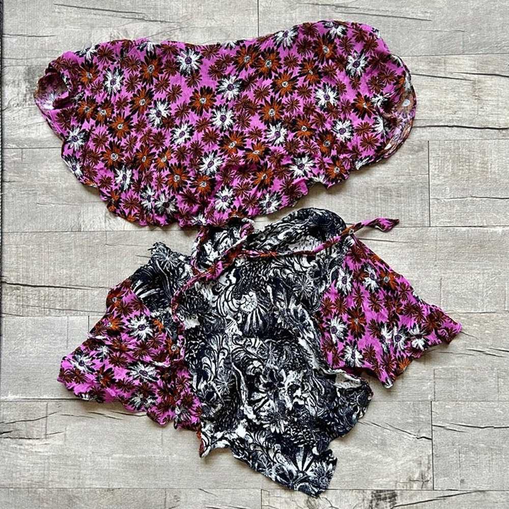 Free People Dark Star Floral Wrap Cut Out Purple … - image 4