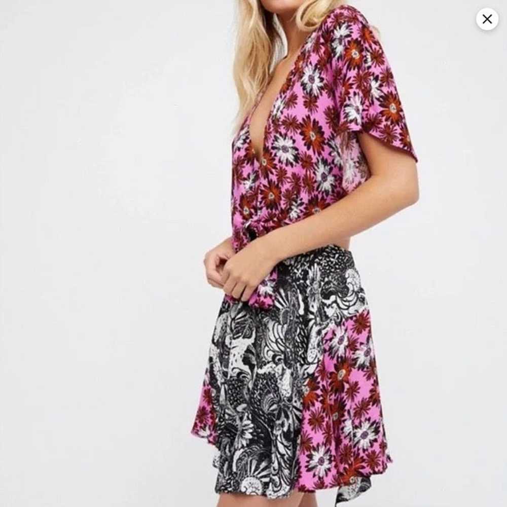 Free People Dark Star Floral Wrap Cut Out Purple … - image 7