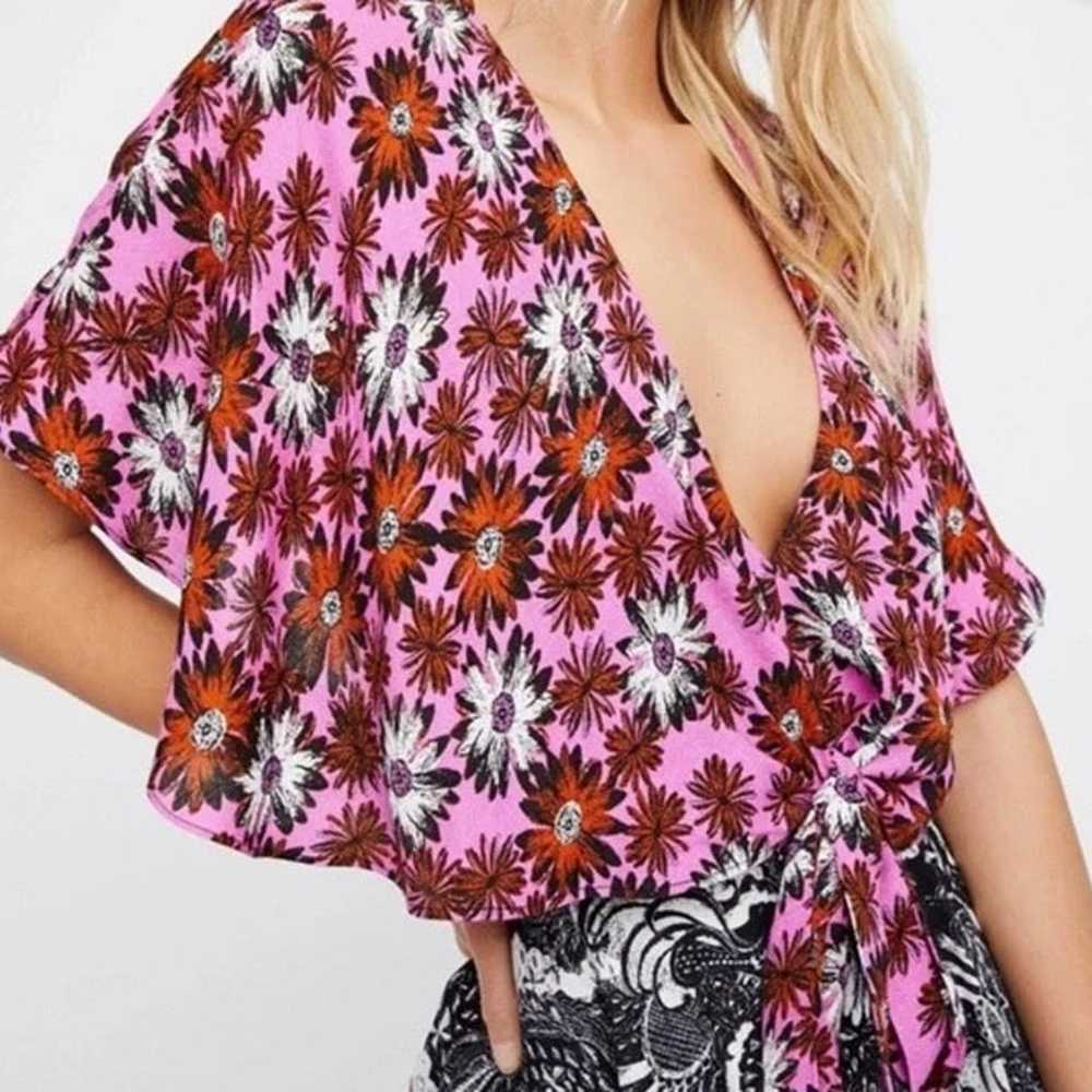 Free People Dark Star Floral Wrap Cut Out Purple … - image 8