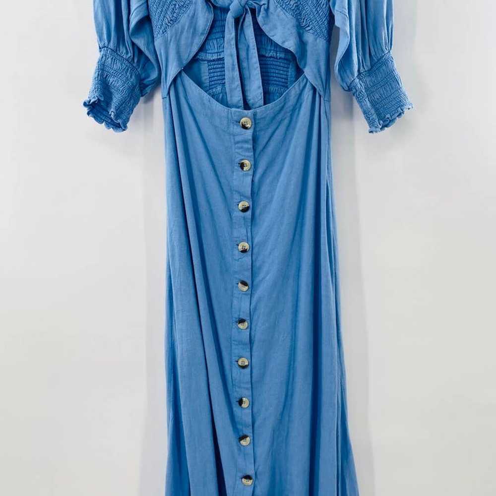Free People String Of Hearts Blue Button Tie Fron… - image 7