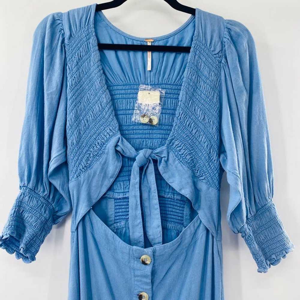 Free People String Of Hearts Blue Button Tie Fron… - image 9