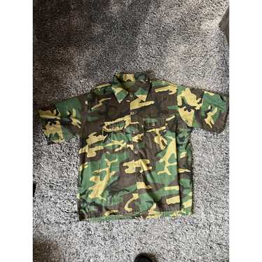 Other Vintage Army Camouflage Button Up Short Sle… - image 1