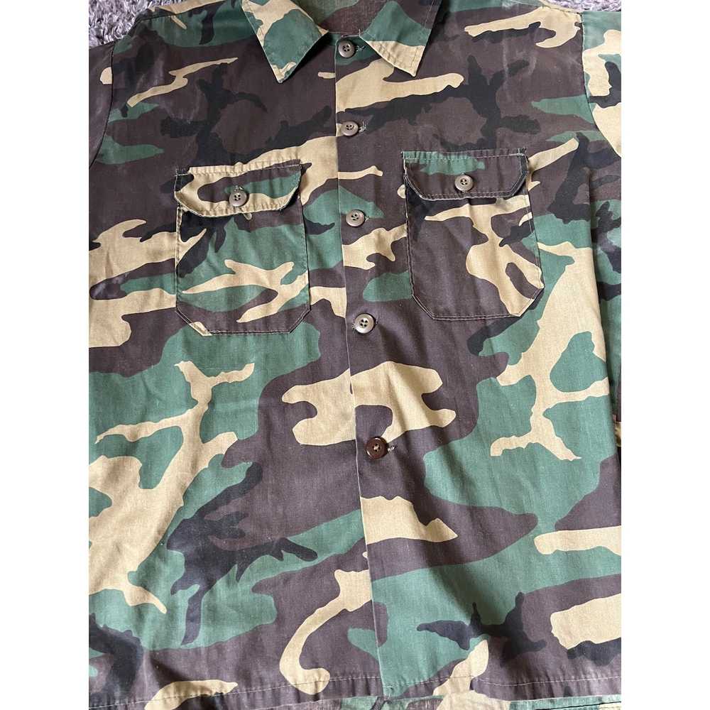 Other Vintage Army Camouflage Button Up Short Sle… - image 2