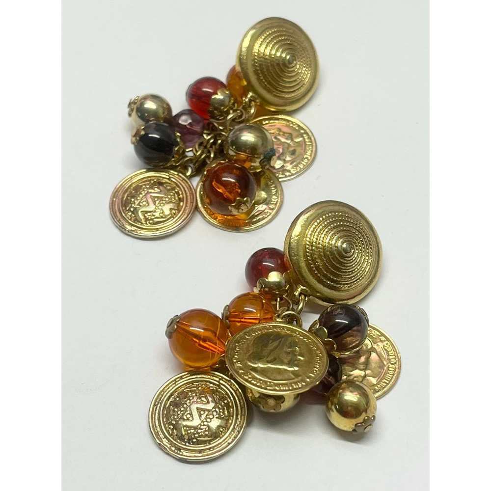 Vintage Vintage beaded coin earrings - image 1