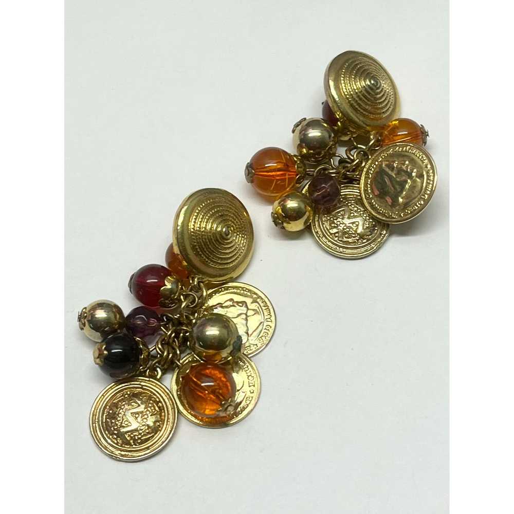 Vintage Vintage beaded coin earrings - image 3