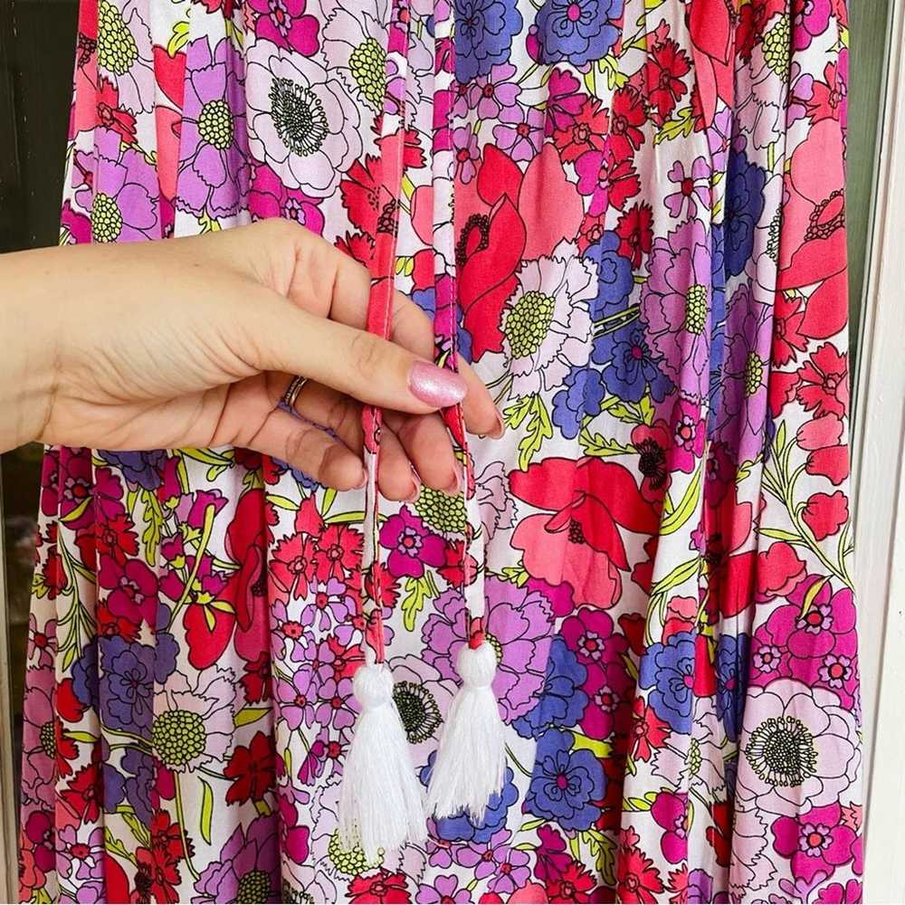 Japna Pink Purple Floral Strapless Maxi Dress - image 7