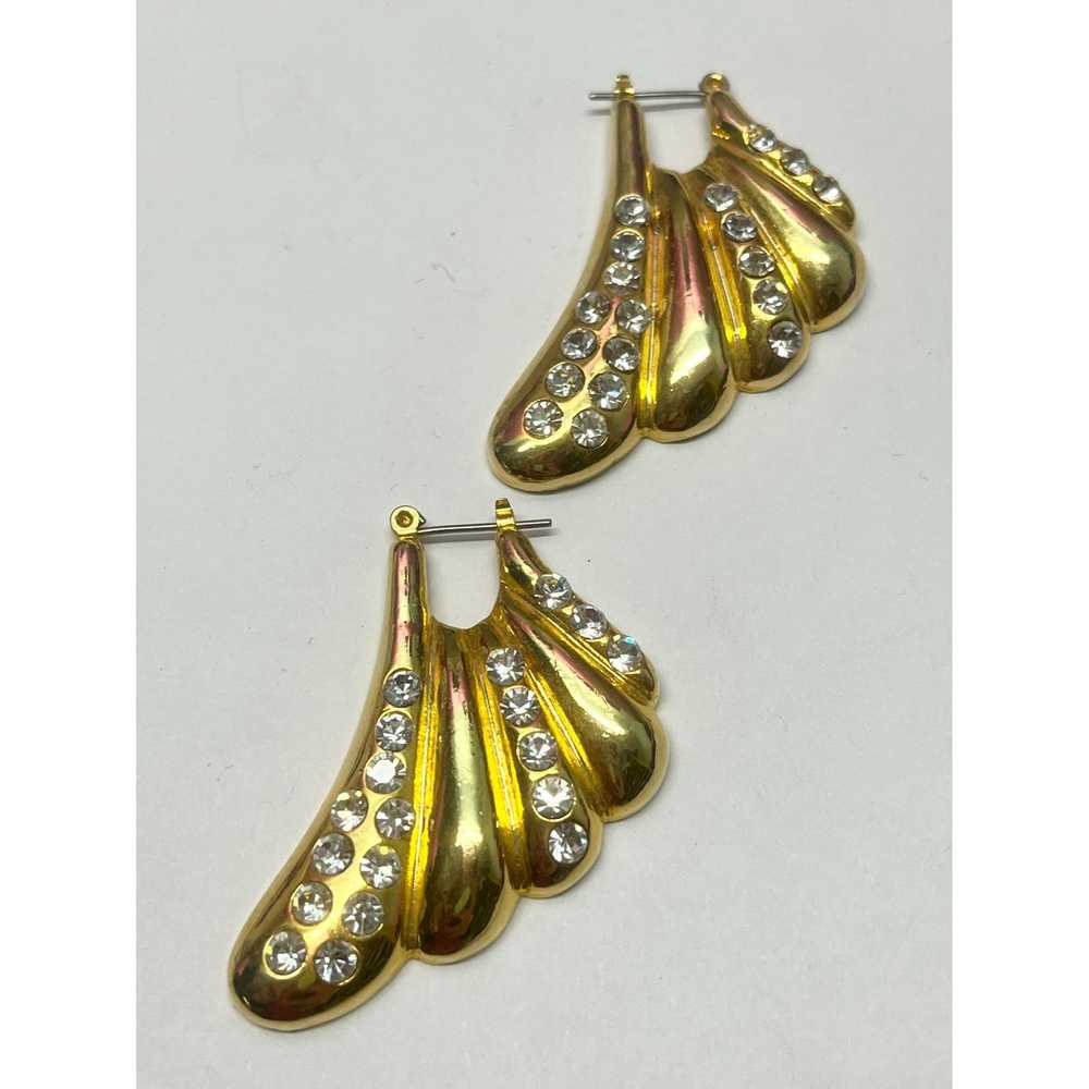 Vintage Vintage gold rhinestone earrings - image 1