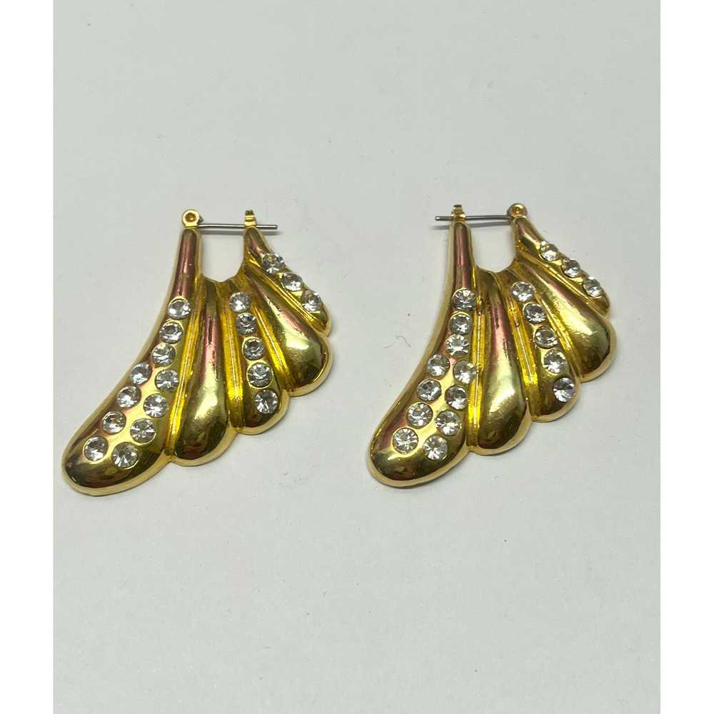 Vintage Vintage gold rhinestone earrings - image 2