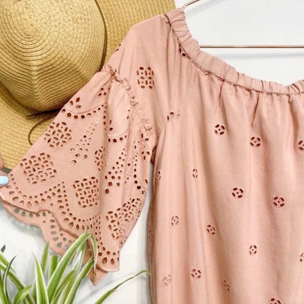 Madewell Dusty Clay Eyelet Scallop Off-Shoulder B… - image 3