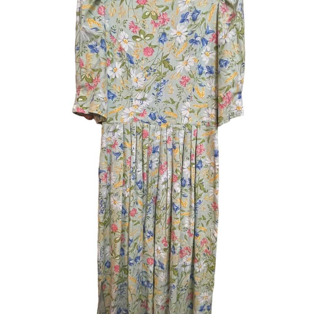 VTG Dress Floral Retro Rose Dirndl Sz 10 Pockets … - image 5