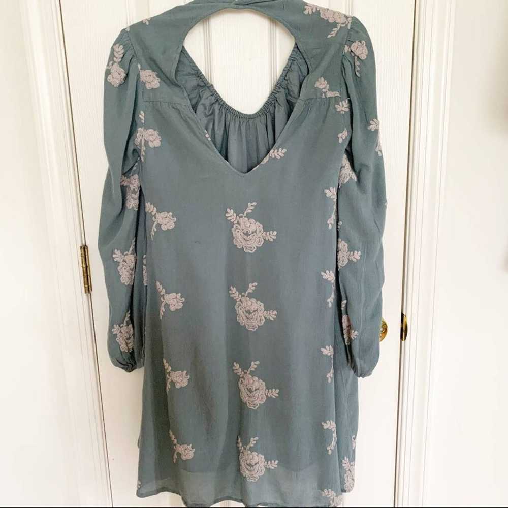 Free People Misty Green Emma Embroidered Dress M - image 3