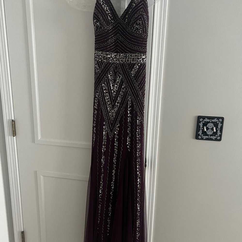 dillard’s boho style purple prom dress - image 3