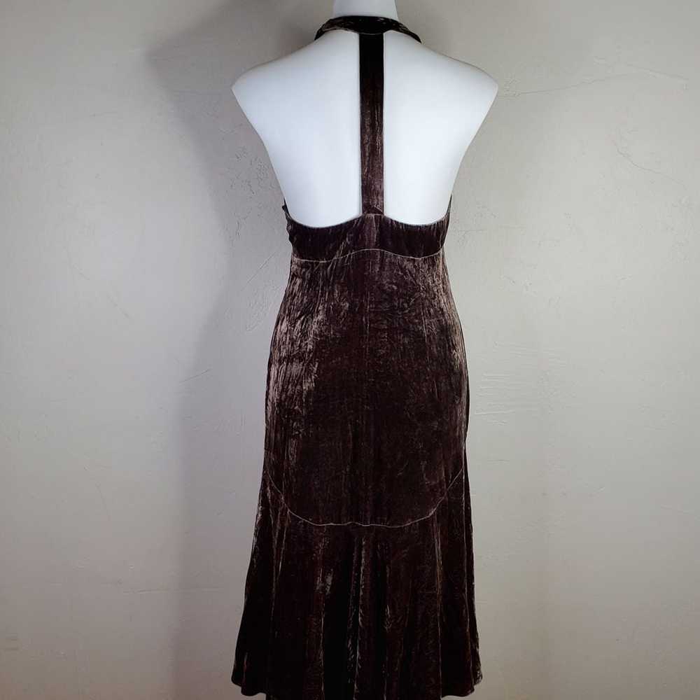 Michael Kors Brown Velvet Halter Dress 8 - image 11