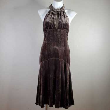 Michael Kors Brown Velvet Halter Dress 8 - image 1