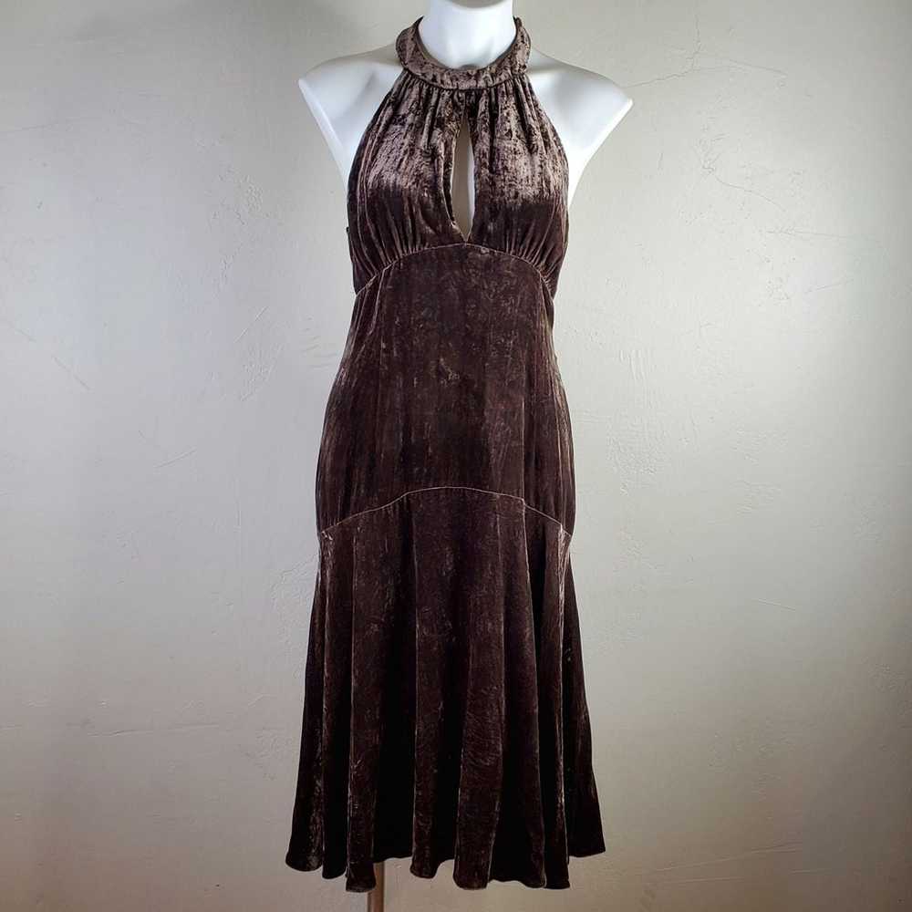 Michael Kors Brown Velvet Halter Dress 8 - image 4