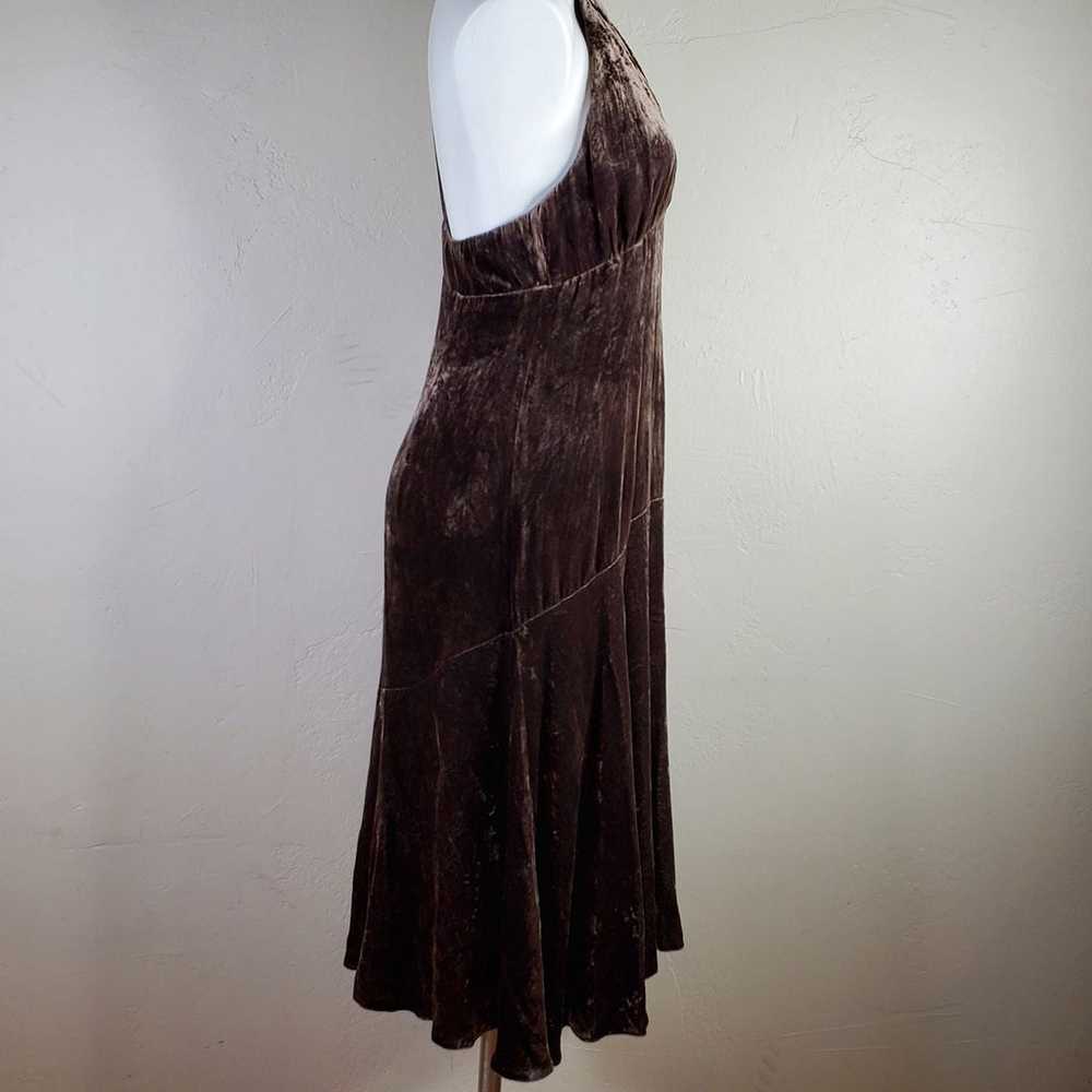 Michael Kors Brown Velvet Halter Dress 8 - image 6