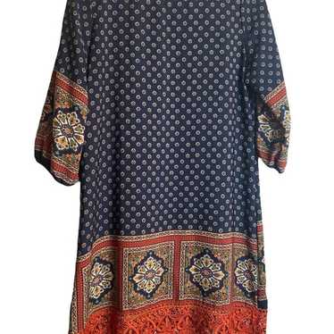Glamour farms navy floral paisley lace Dress medi… - image 1