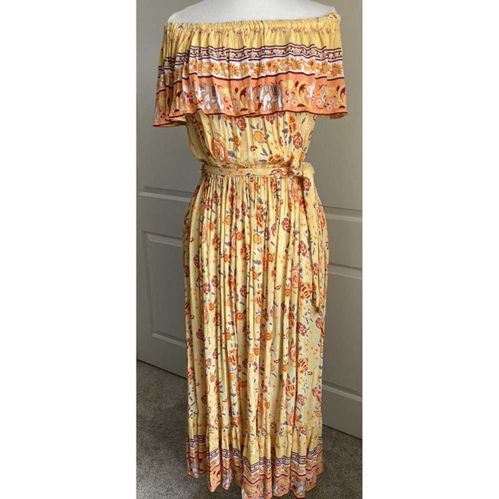 Margaux Riviera Yellow Floral Dress Large On Or O… - image 1