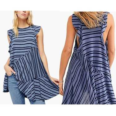 Free People Between The Lines Striped Raw Hem Cas… - image 1