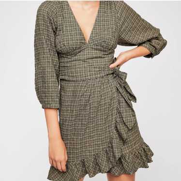 Free People Fargo Plaid Wrap Dress