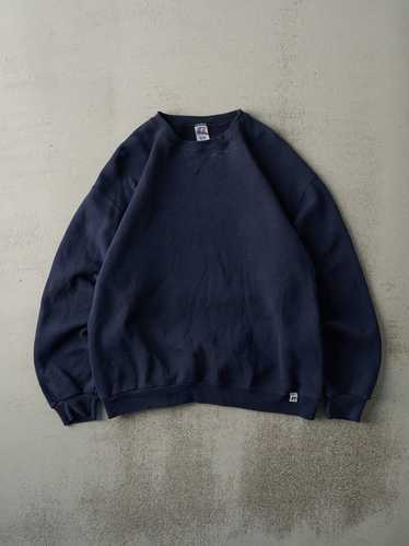 Vintage Y2K Navy Blue Russell Athletics Blank Crew