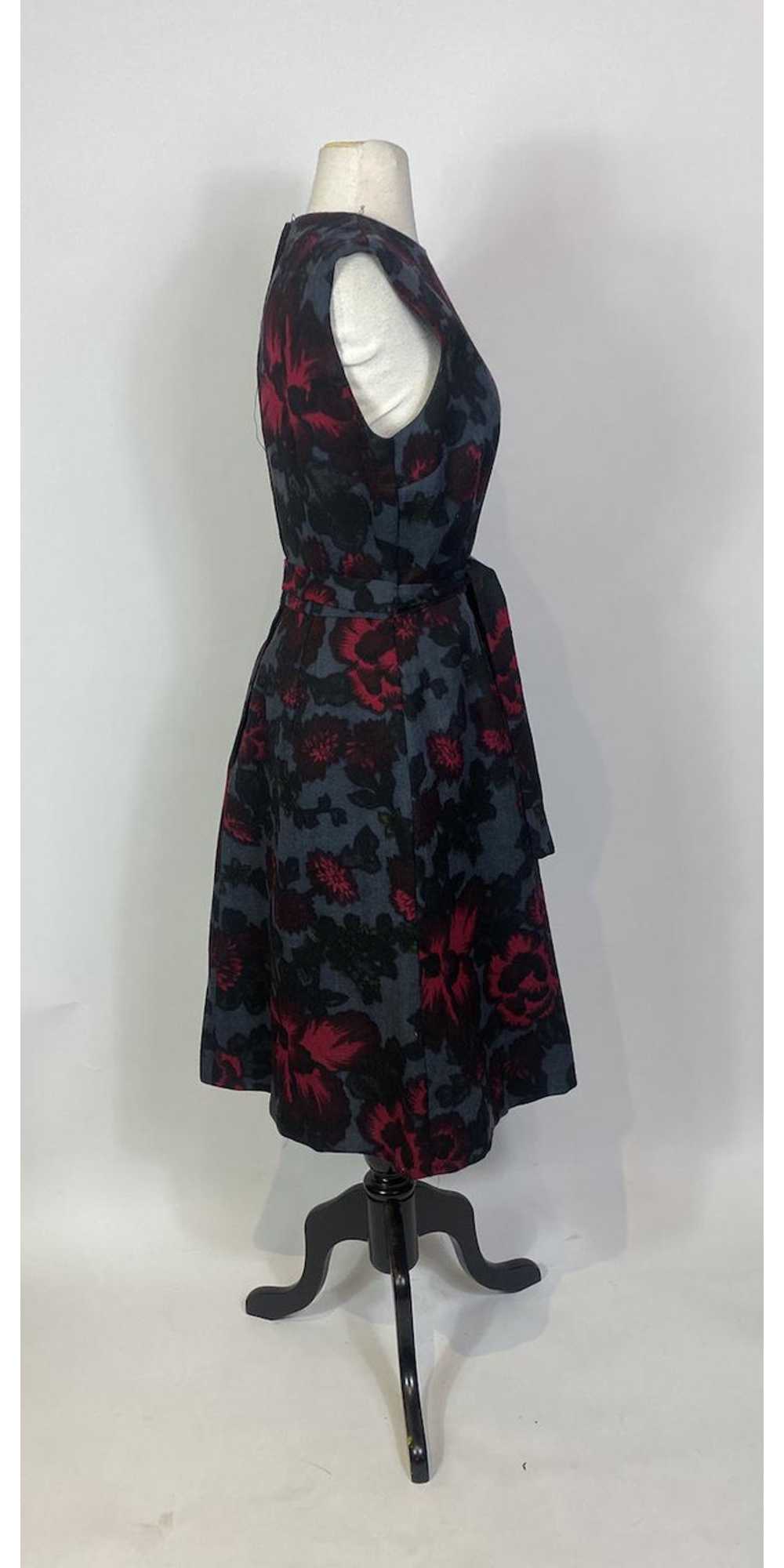 1950s - 1960s Woven Wool Floral Print Cocktail Dr… - image 3