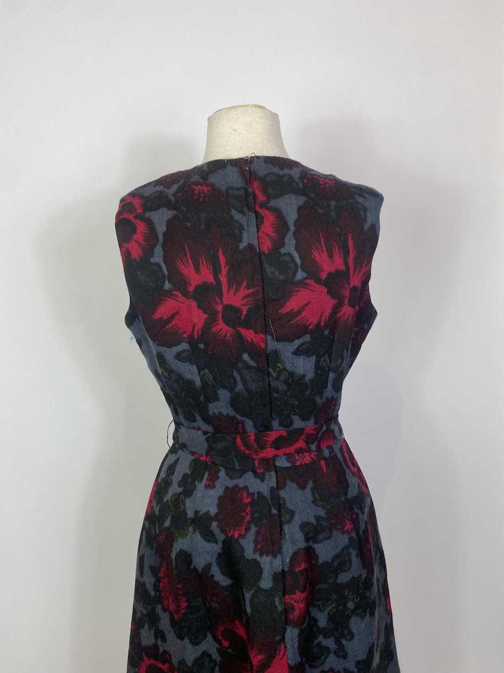 1950s - 1960s Woven Wool Floral Print Cocktail Dr… - image 5