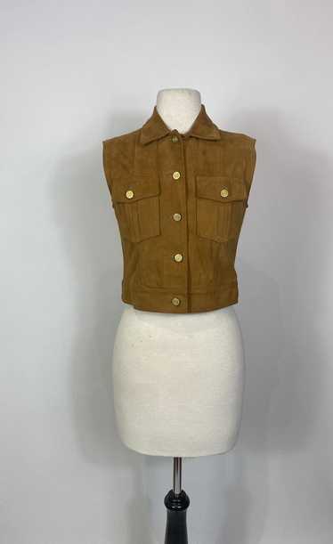 1990s Mondi Brown / Tan Suede Leather Vest Top