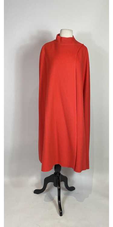 1960s - 1970s Bright Red Mod Wool Cape Coat