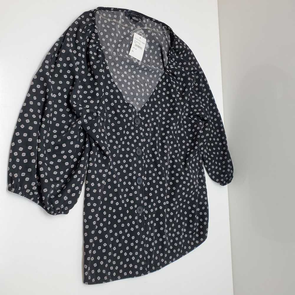 Wm Sanctuary Black Floral Short Sleeve Shirt Blou… - image 1