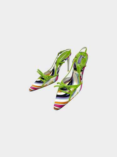 Emilio Pucci 2000s Satin Printed Slingback Heels