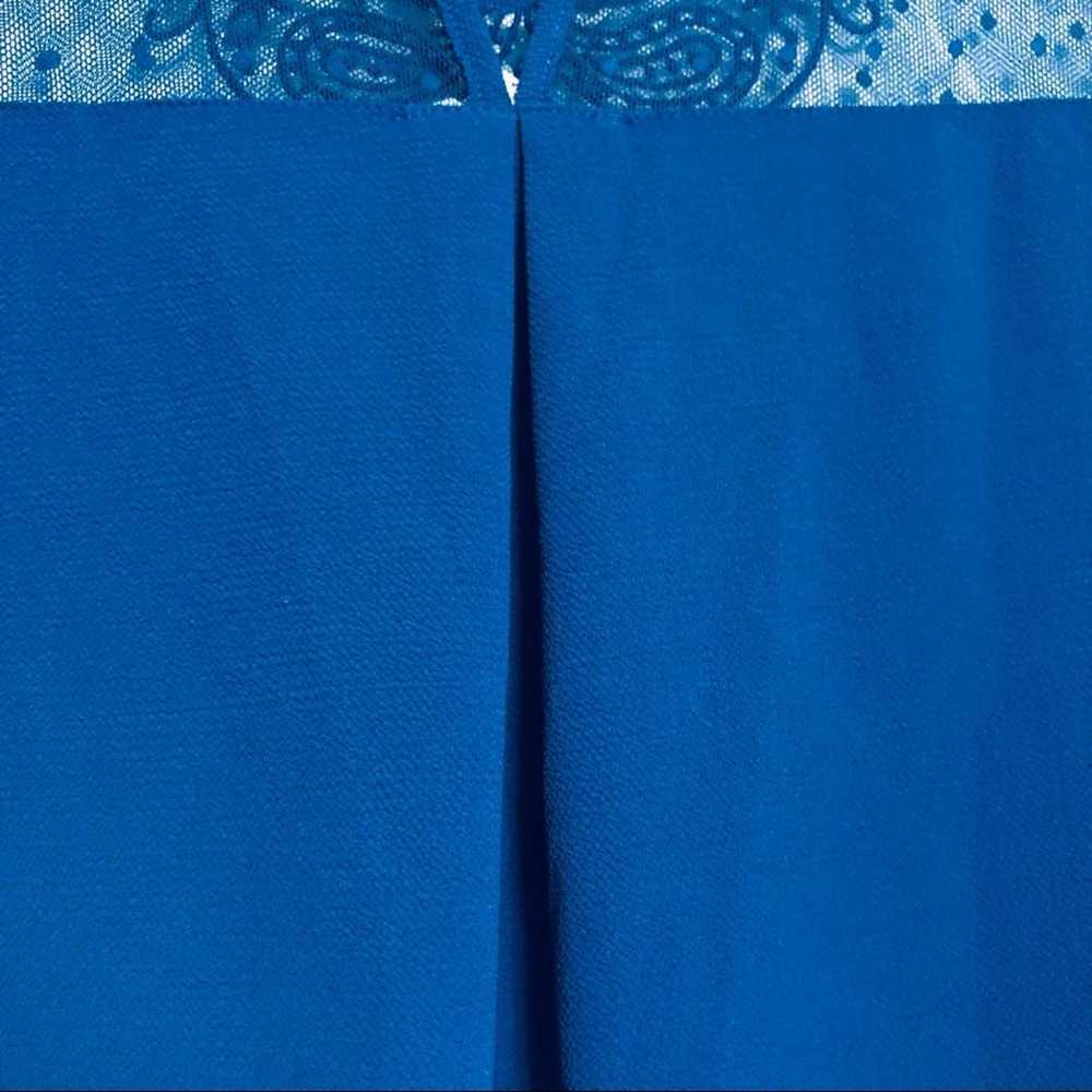 Lace ruffle blouse Victorian vibe cobalt blue emb… - image 11